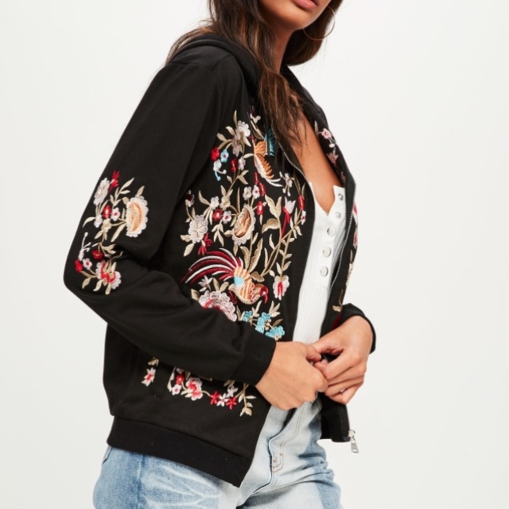 Black embroidered hoodie